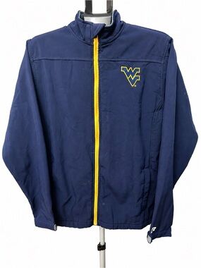 Navy Lightweight Jacket with Yellow Zip and Embroidered Chest Logo